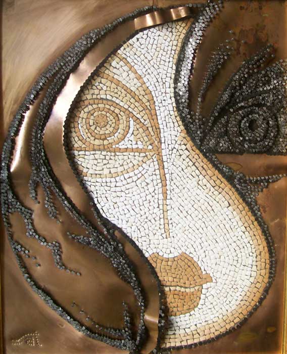Gezuar, 2006, Eggshells and industrial nails, mosaic by Saimir Strati